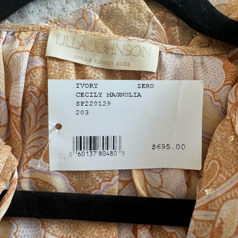NWT $695 SP22 Ulla Johnson Cecily Magnolia Mini Dress Long Puff Sleeve Floral 0 - Picture 7 of 7
